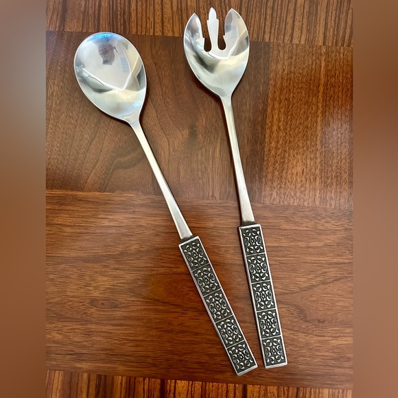 Stanley Roberts RARE 1960’s Velvet Stainless Salad Serving Set Made in Japan EUC - Picture 7 of 11